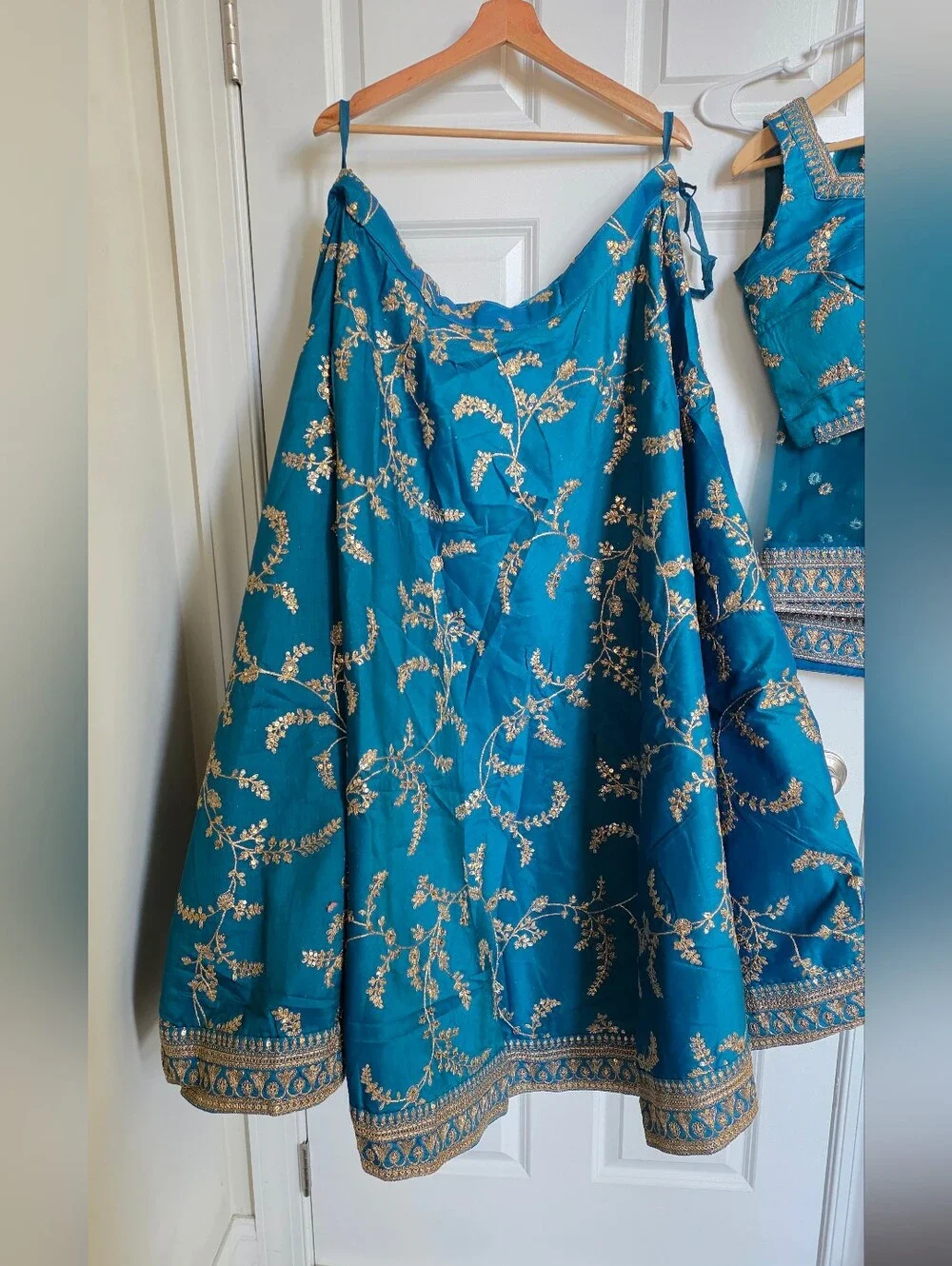 Teal Blue Embroidered Lehenga Choli – US  8 Medium